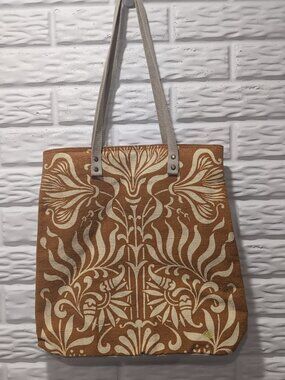 Amy Butler Kalencom Yellow Mustard Tote Bag Purse Floral Cotton Linen Sturdy